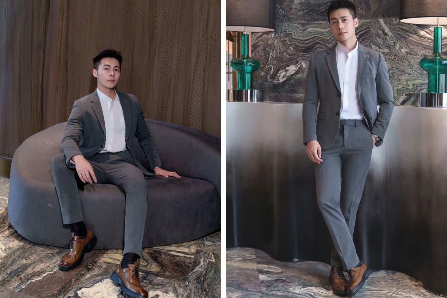 Chọn outfit sang trọng với áo sơ mi giấu cúc và vest cho tổng tài