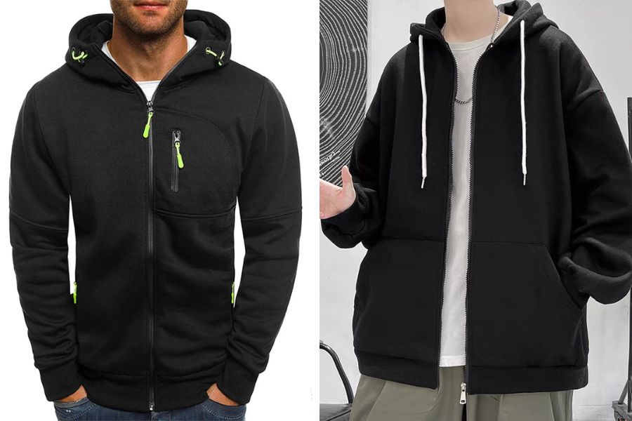 Kiểu áo hoodie basic có khóa kéo trang trọng