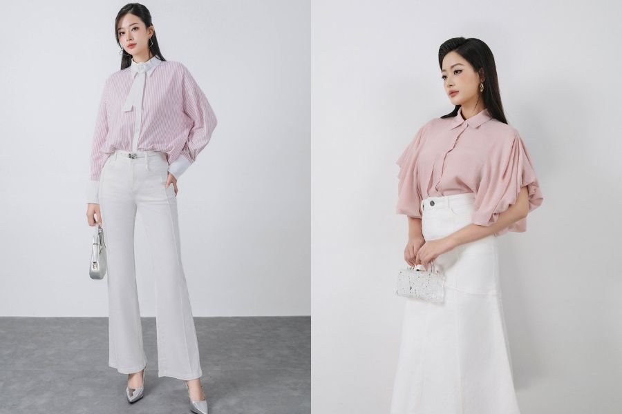 chọn size áo sơ mi nữ theo dáng người cao to