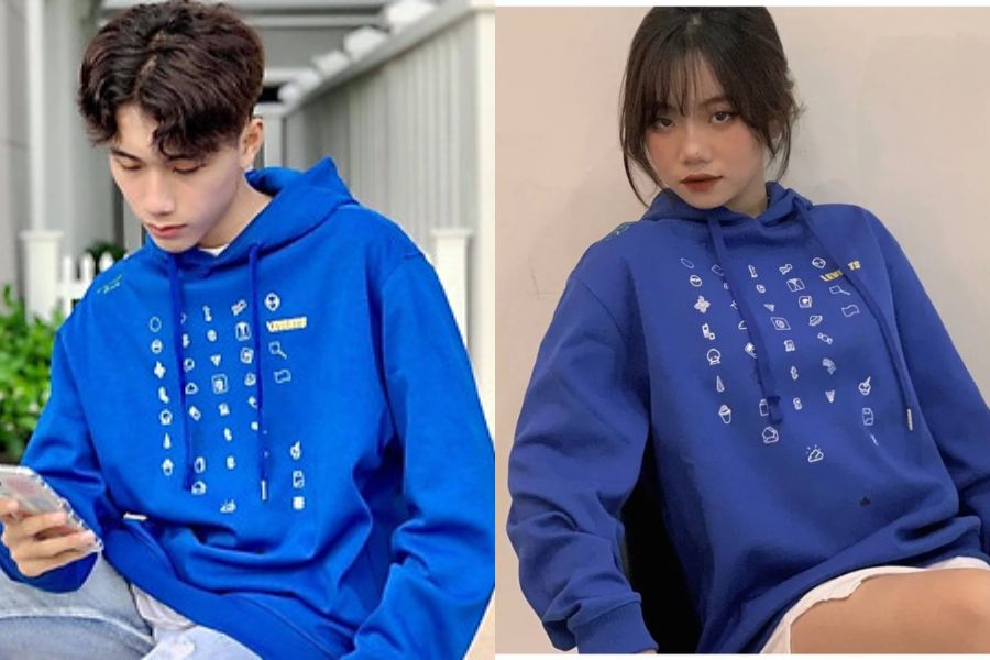 Áo hoodie xanh da trời LEVENTS