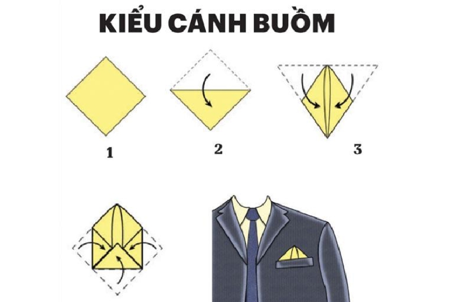 Cách gấp khăn áo vest kiểu cánh buồm