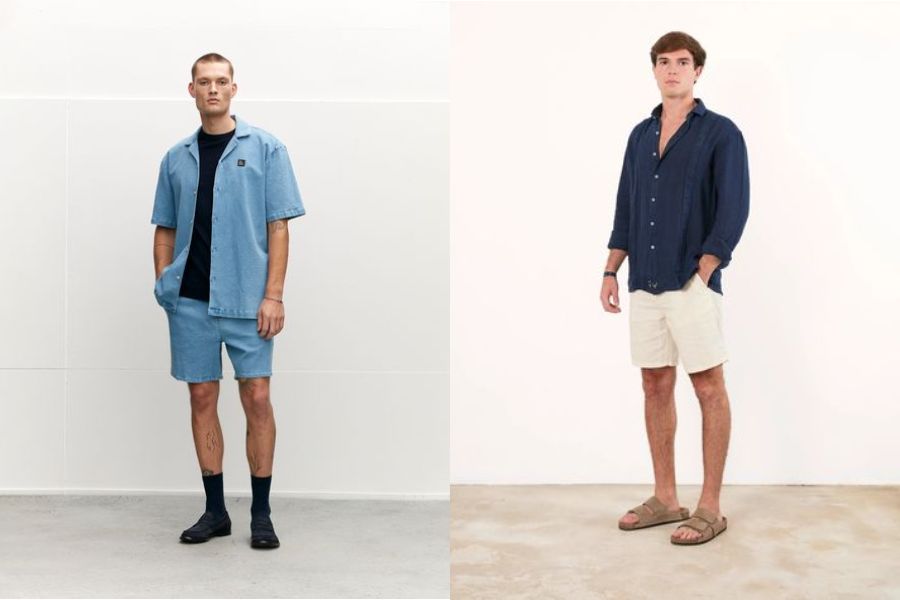 Năng động cùng áo sơ mi denim và quần shorts