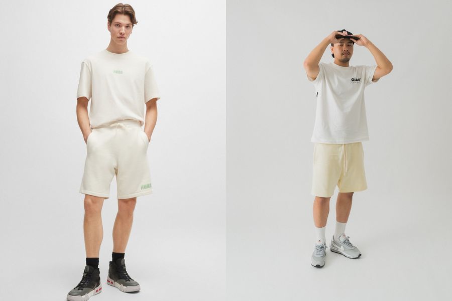 áo thun trắng phối với quần short