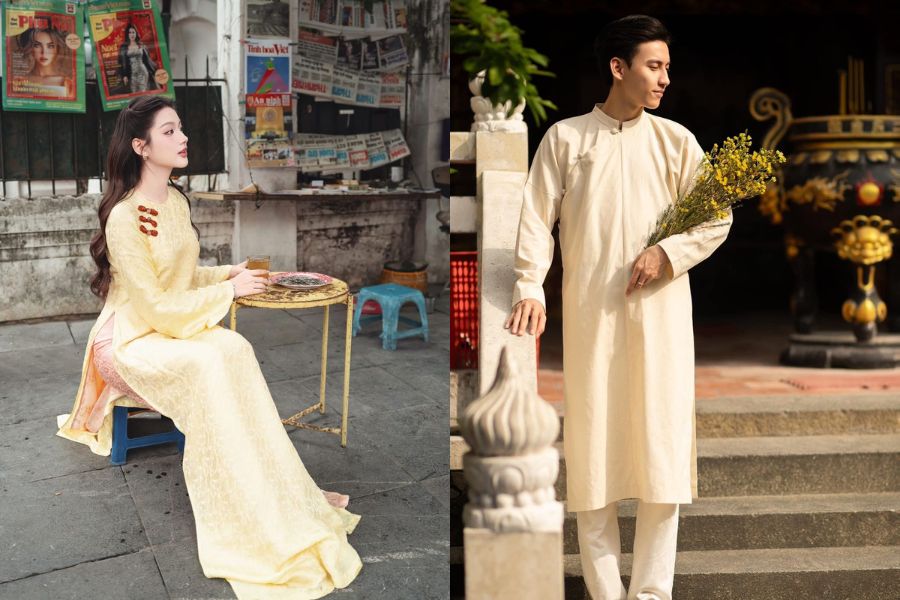 Áo dài vàng nhạt