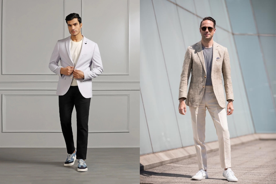 Phối áo sơ mi/ áo thun cùng áo khoác nam blazer