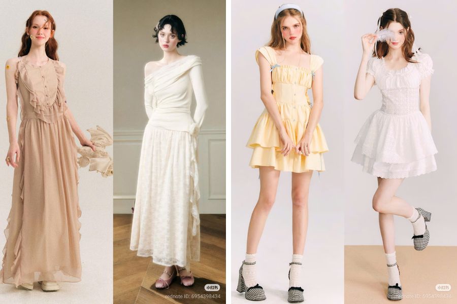 Đầm đẹp dáng dài màu sắc nhẹ nhàng