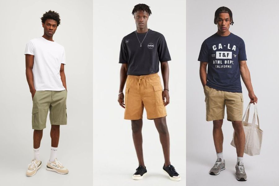 Áo thun + short cargo pants