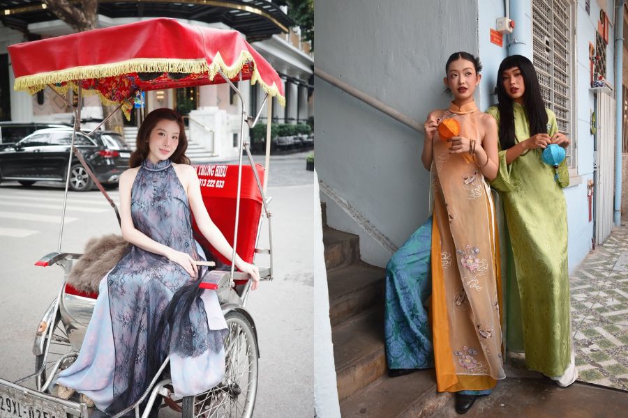 Những họa tiết đầy màu sắc trên áo dài OnOn Made 