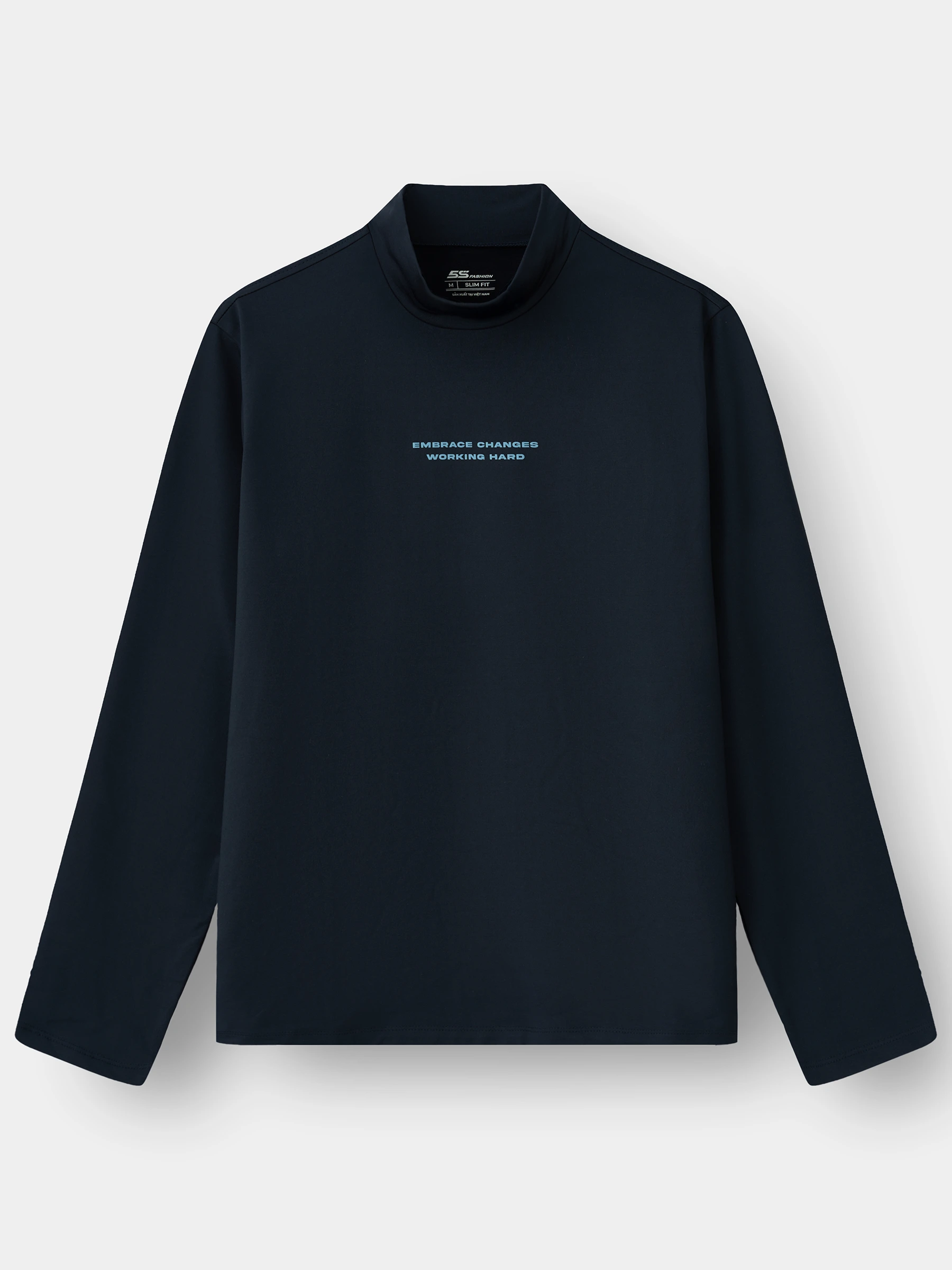 Áo Giữ Nhiệt Nam 5S Fashion Cổ Cao In Chữ Phom Slimfit M0AGN25001