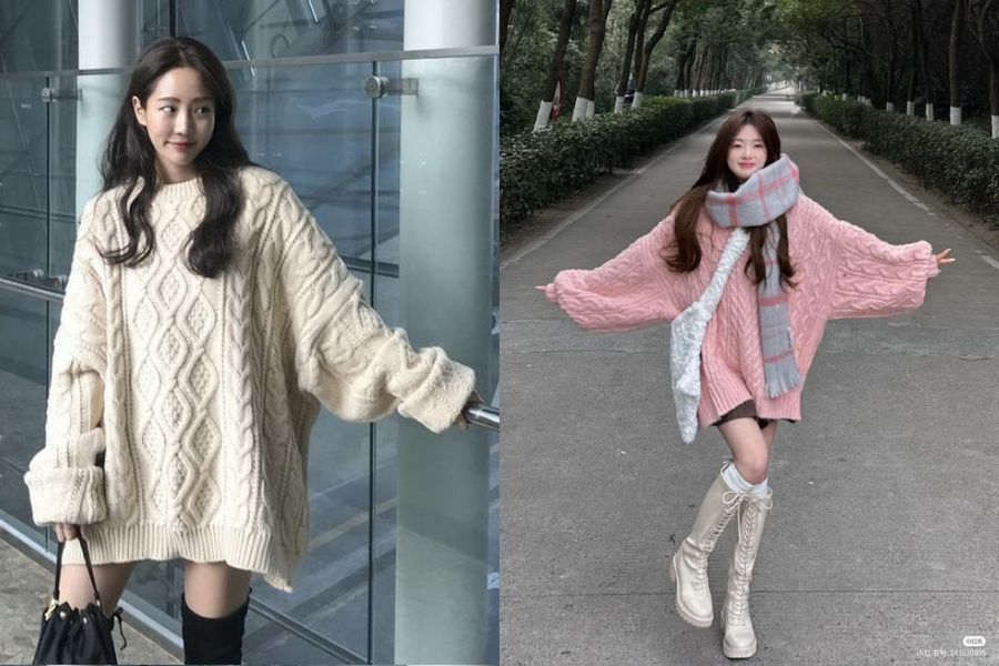 Áo len dày họa tiết vặn thừng