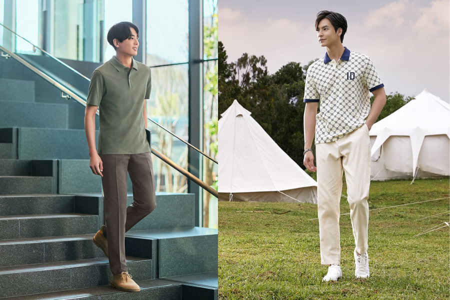 Áo polo nam phối cùng quần chinos