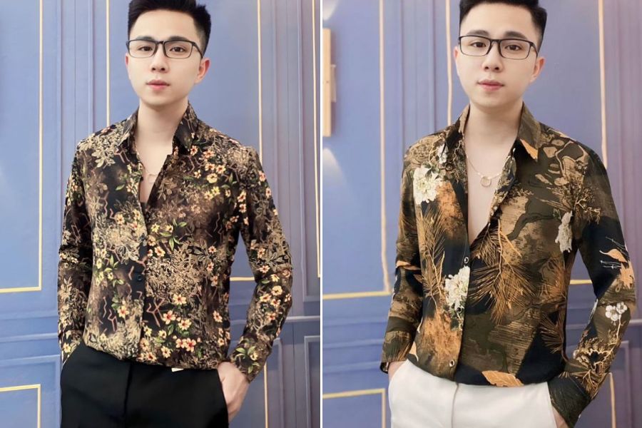 Phối áo sơ mi vải gấm với quần tây