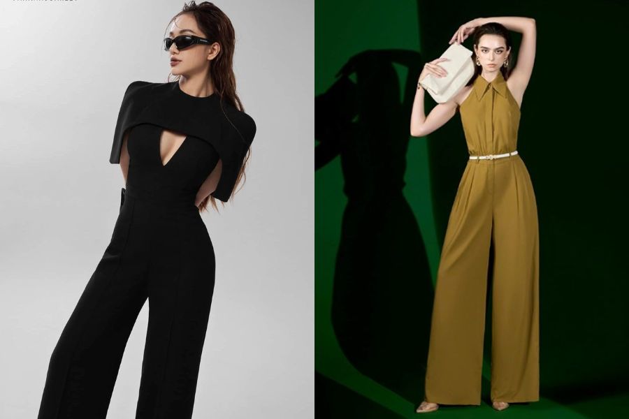 Jumpsuit ống suông, cạp cao