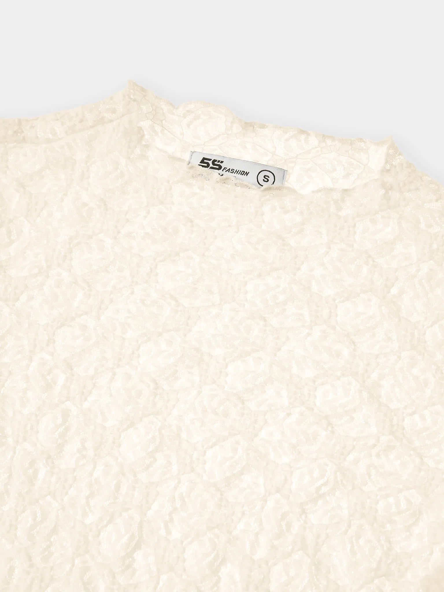 Áo Thun Ren Nữ Dài Tay 5S Fashion Cổ Bèo Nữ Tính W0ATH25004