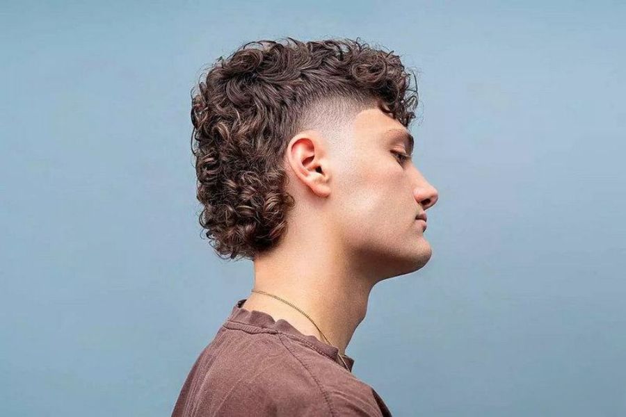 tóc mullet nam uốn xoăn
