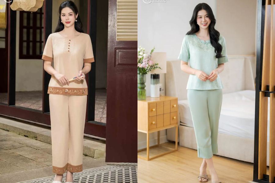 Những mẫu đồ bộ trung niên sang trọng, quý phái của Thiều Hoa