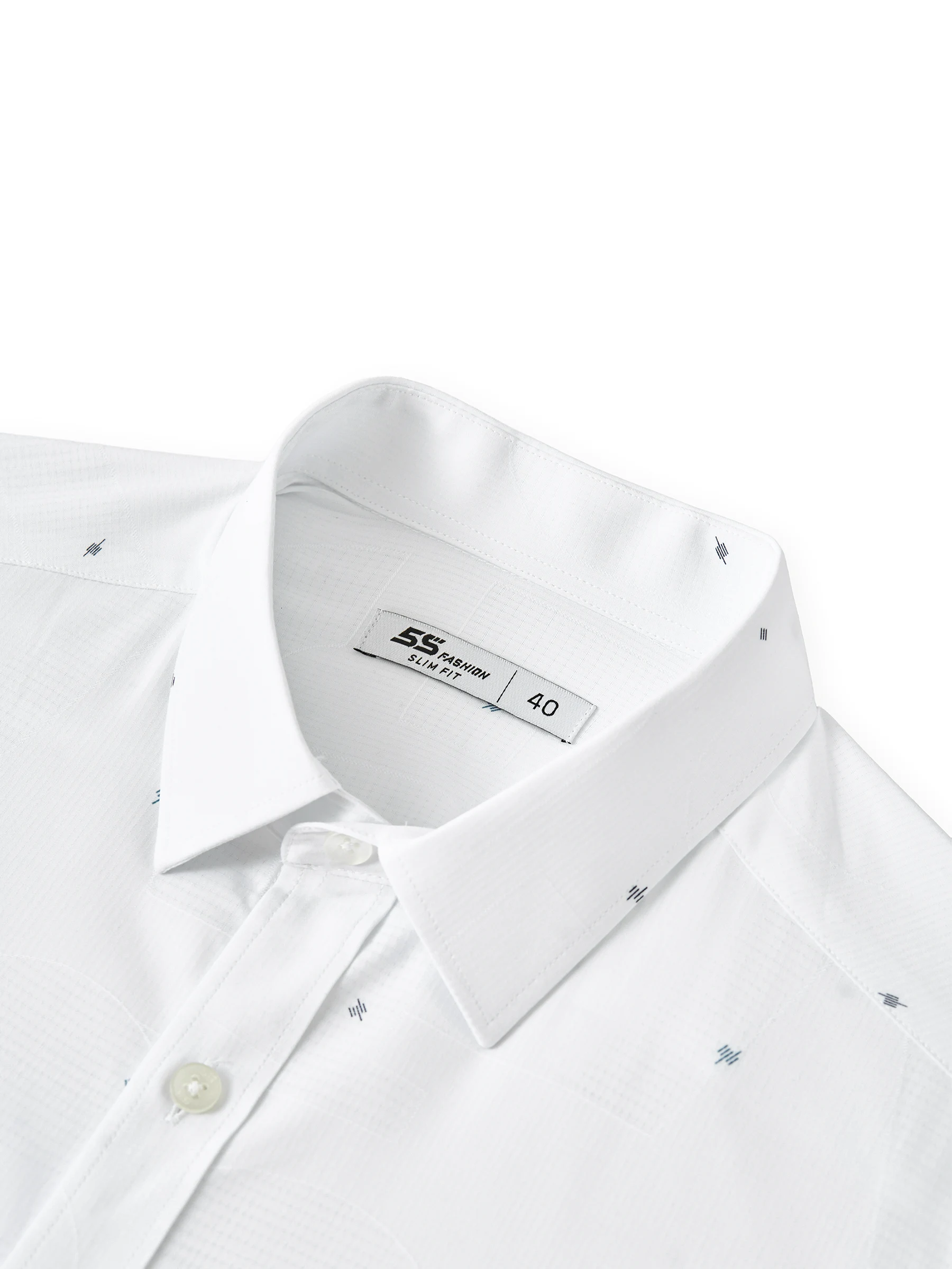 Áo Sơ Mi Nam Ngắn Tay 5S Fashion Họa Tiết Màu Trắng Slimfit ASC25034