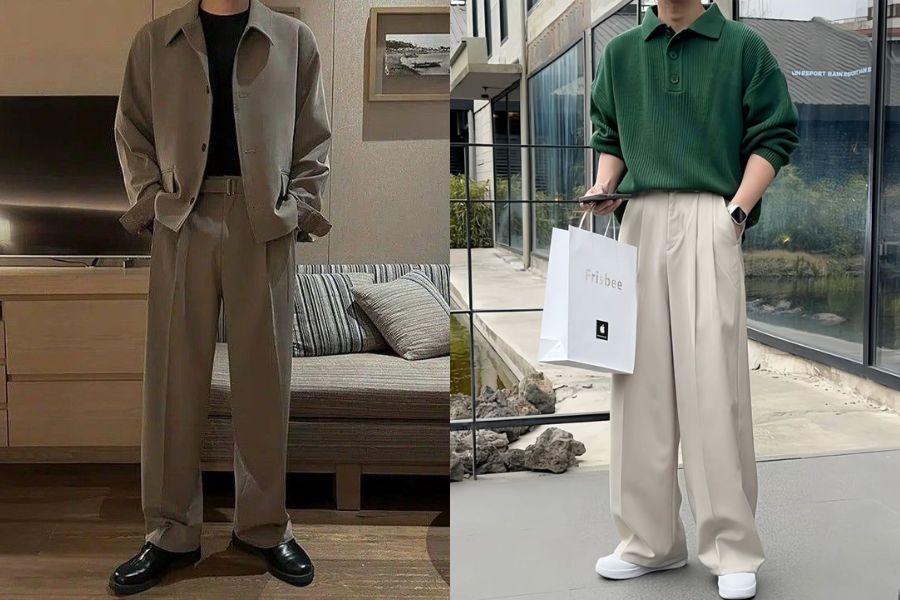 Áo blazer mix áo len và quần tây