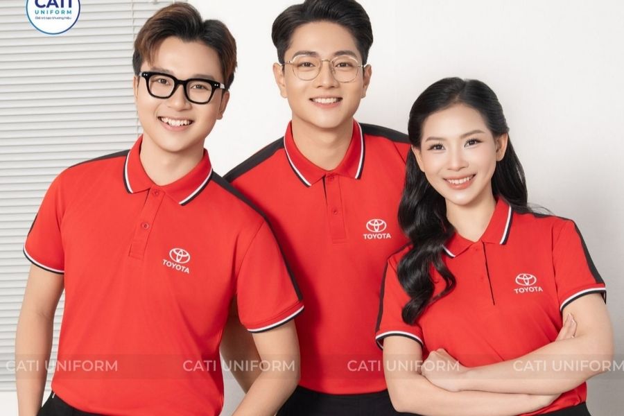 Mẫu đồng phục Cati thiết kế chuẩn màu theo bộ nhận diện thương hiệu
