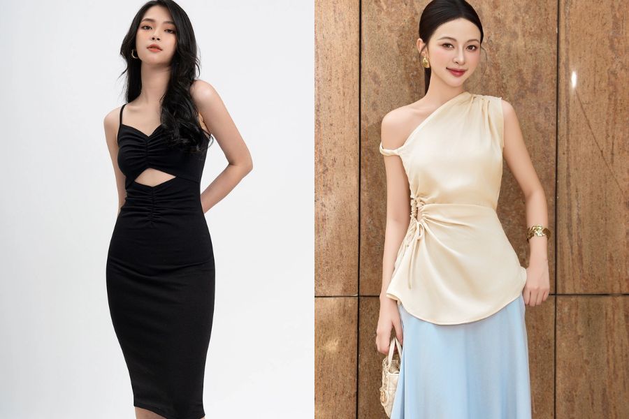 Váy cut-out hoặc lệch vai