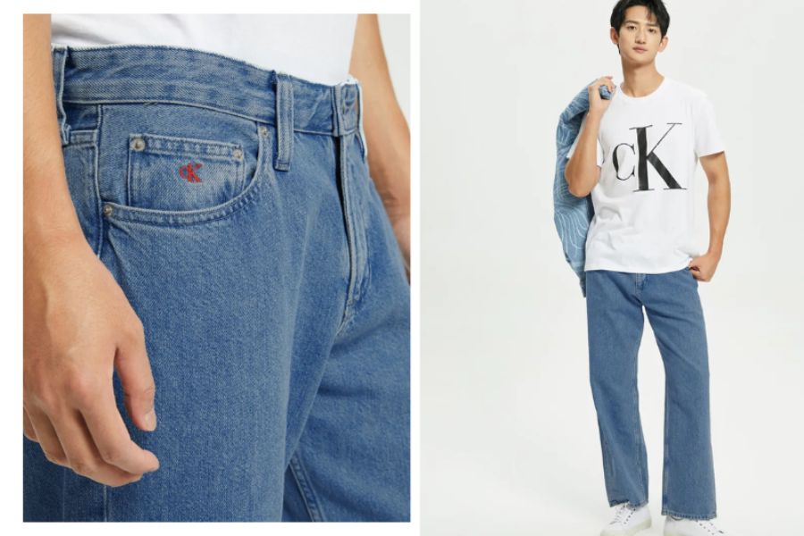 Calvin Klein -  Quần jeans ống suông nam thương hiệu