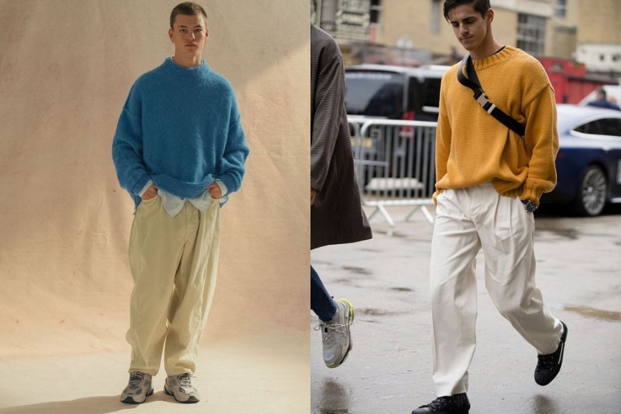  ́m áp với các mix quần baggy với áo sweater