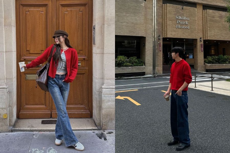 trang phục đỏ diện tết