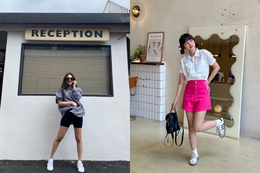 áo sơ mi mặc với quần short