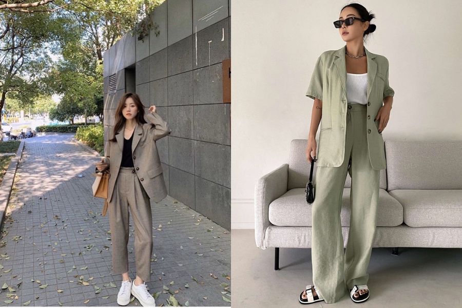 Áo blazer phối quần tây