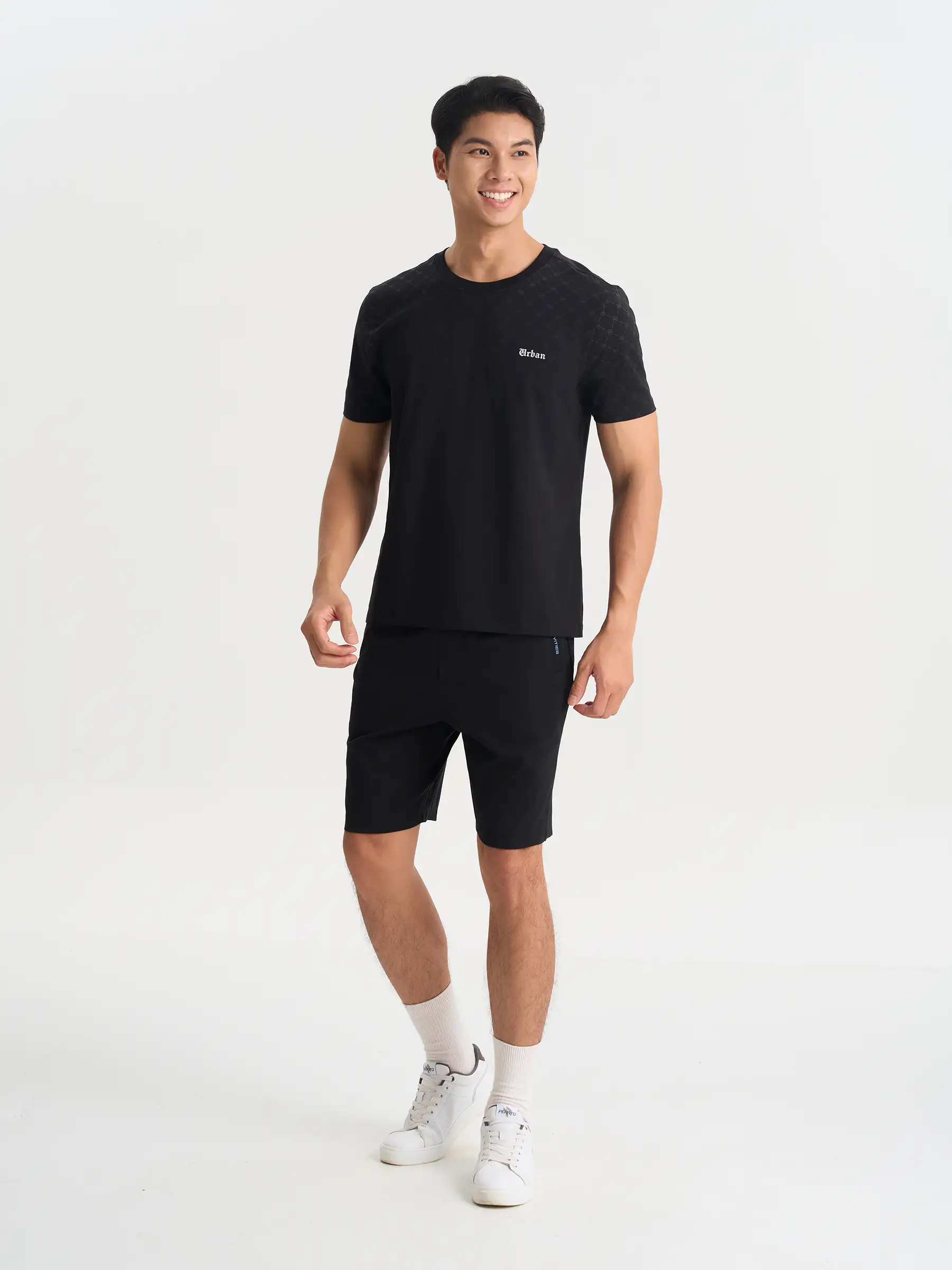 Áo Thun Nam 5S Fashion Họa Tiết Monogram Phom Slimfit ATS25047