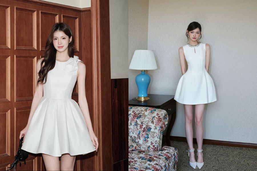 Đầm liền chữ A đi đám cưới