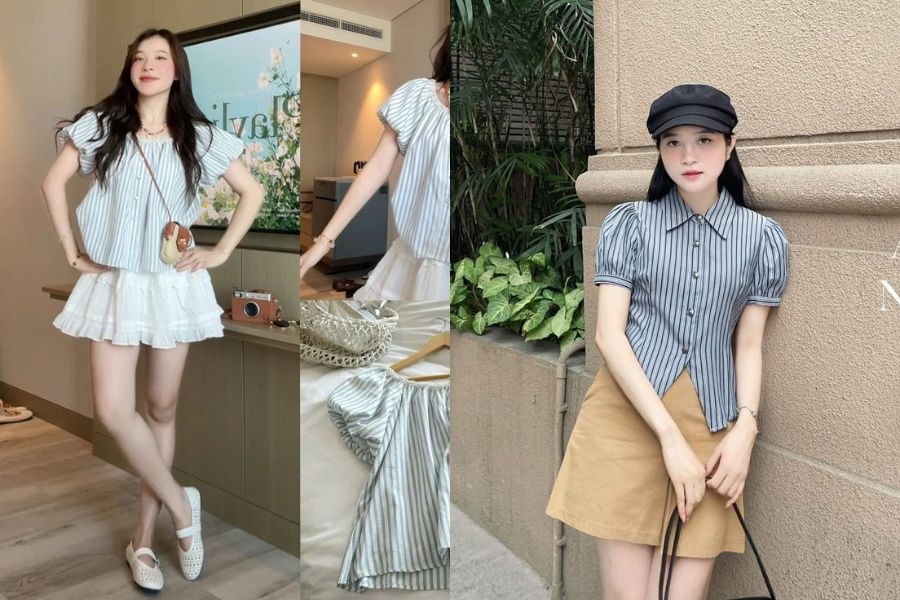 Áo sơ mi kẻ sọc dành cho cô nàng sở hữu vòng 2 “dư mỡ” 