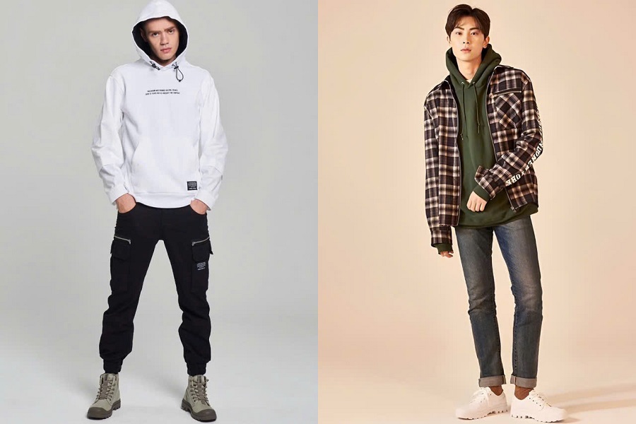 Trong mùa đông lạnh, cánh mày râu có thể thử phối giày Palladium cùng áo hoodie dày