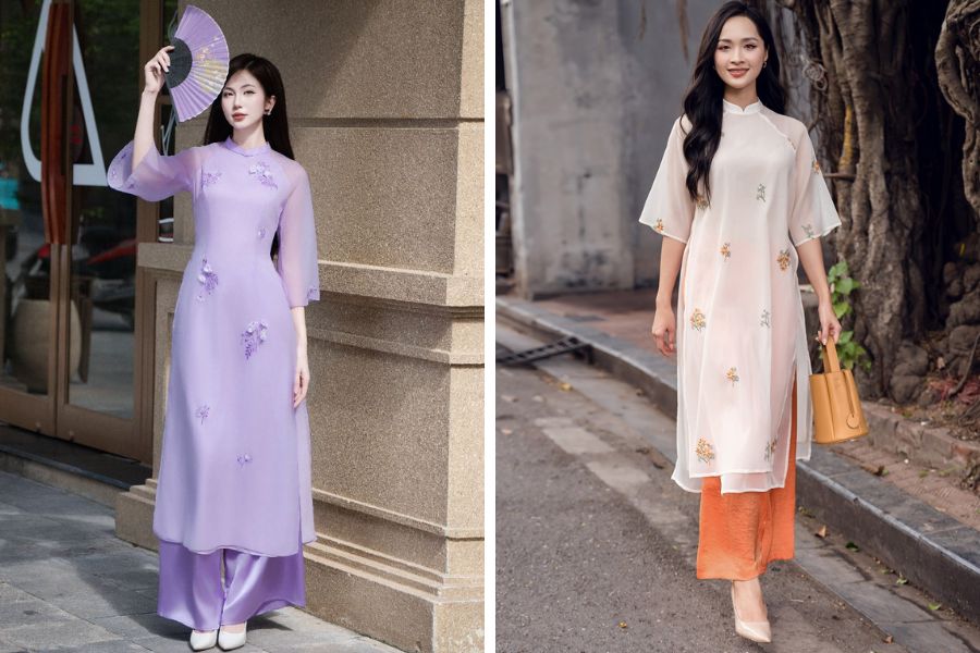 Mẫu áo dài cách tân màu sắc trang nhã và duyên dáng