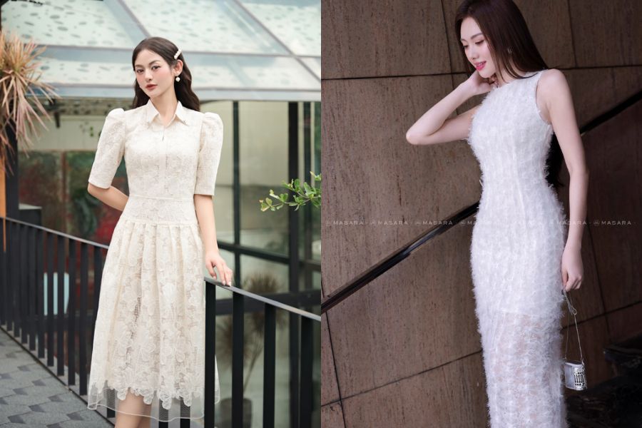 Đầm ren trắng rất dễ mặc và phù hợp với mọi bối cảnh