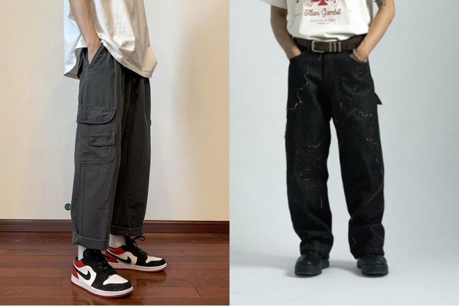 Dgrey Men'S Wide Leg Cargo Pants 