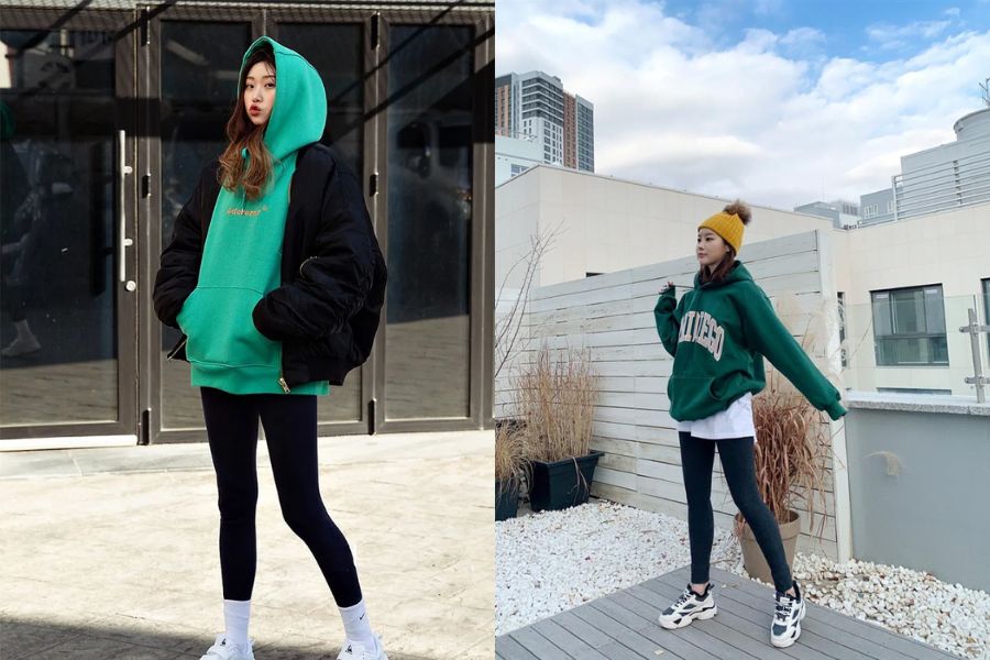 Áo hoodie + quần legging