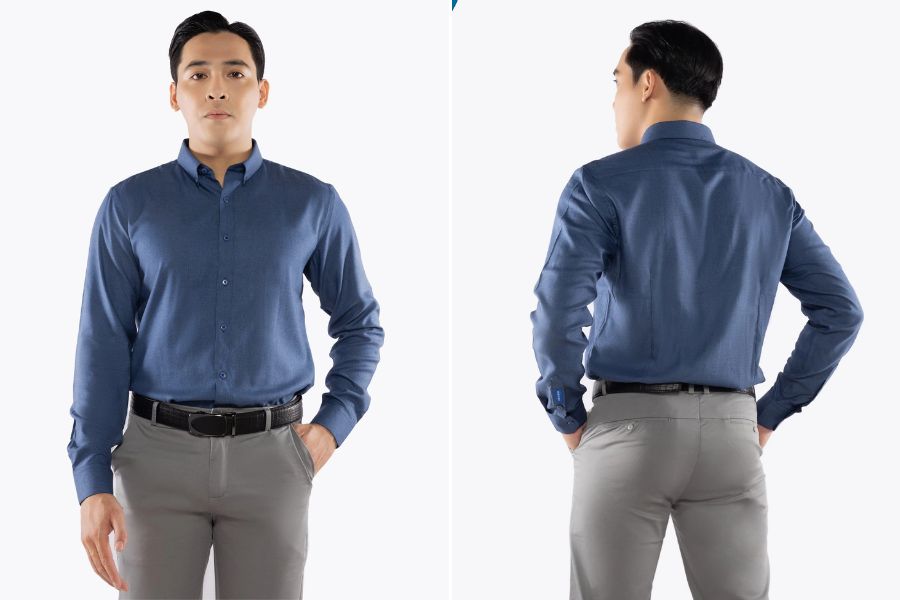 Áo sơ mi vải gấm trơn