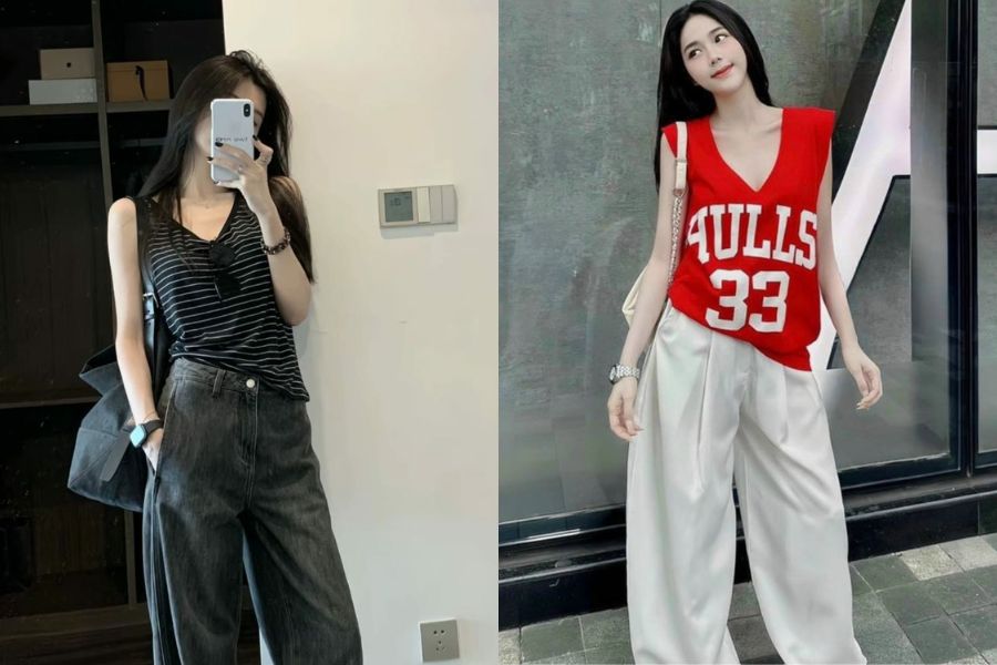 Áo ba lỗ form rộng phong cách thoải mái