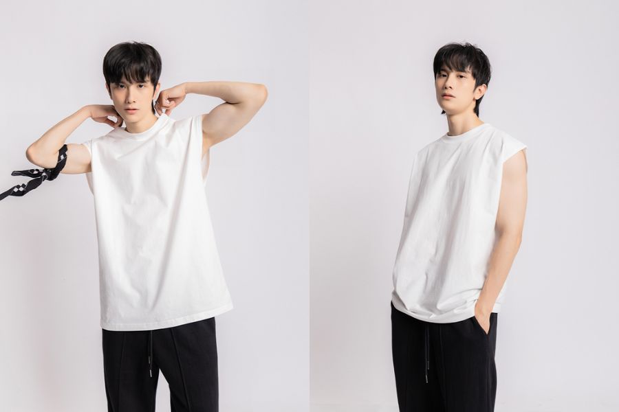 áo tanktop phối quần jean ống rộng