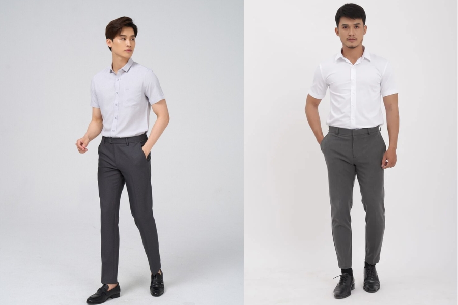 Kết hợp áo sơ mi tay ngắn cùng quần chinos