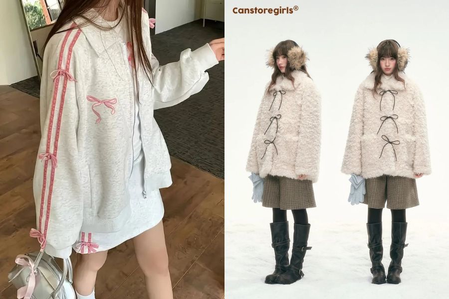 Item áo khoác đính nơ