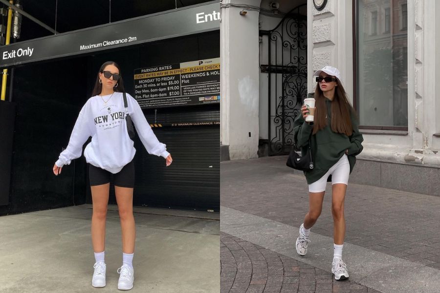 Sweater dáng rộng mặc với legging