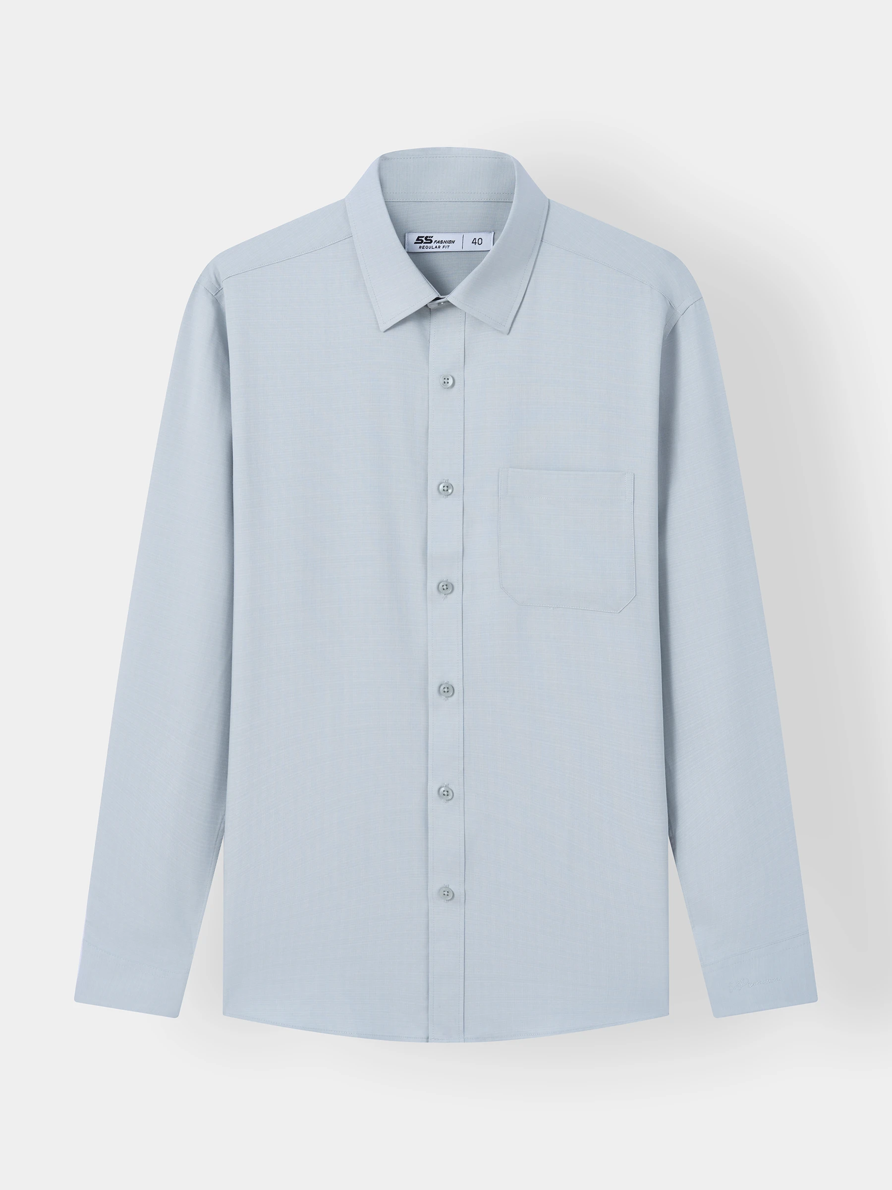 Áo Sơ Mi Nam Tay Dài 5S Fashion Có Túi Ngực Phom Regular M0ASM25002