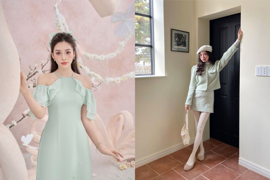 Nột outfit với sắc xanh lá giúp bạn trông tràn đầy sức sống và tươi mới