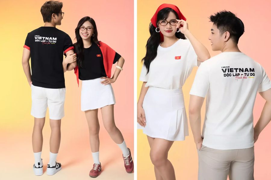 Mẫu áo ATS25100 unisex màu đen và trắng