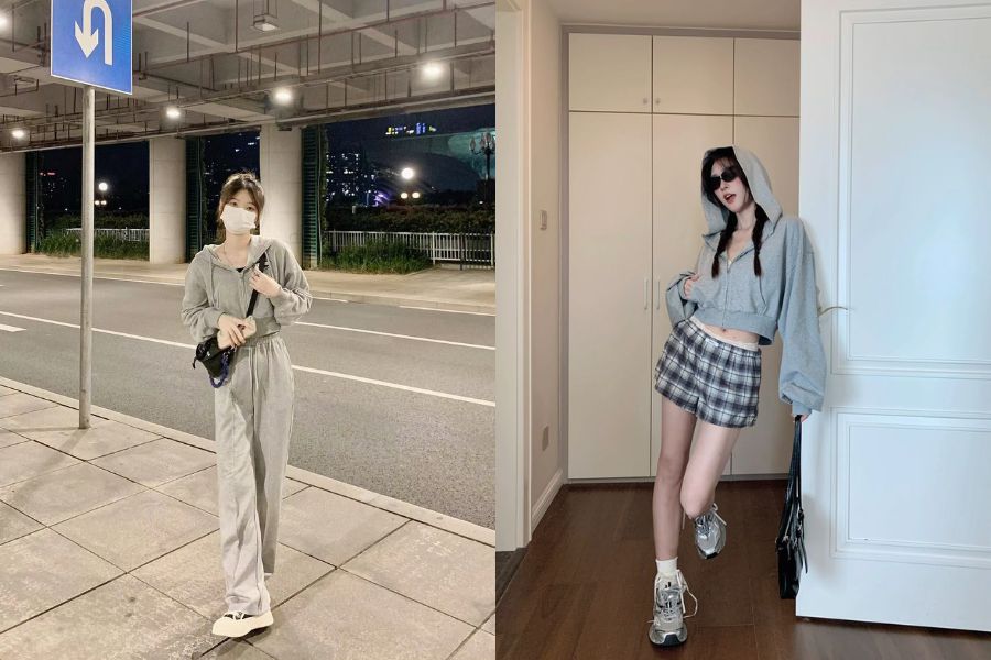 Áo khoác hoodie dáng crop top