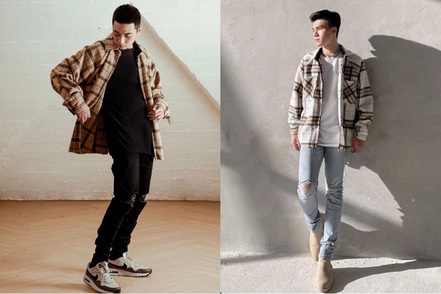 Áo sơ mi vải dạ của thương hiệu Snazzy sở hữu nhiều tone màu basic