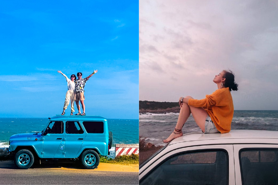Tạo dáng chụp ảnh cùng ô tô