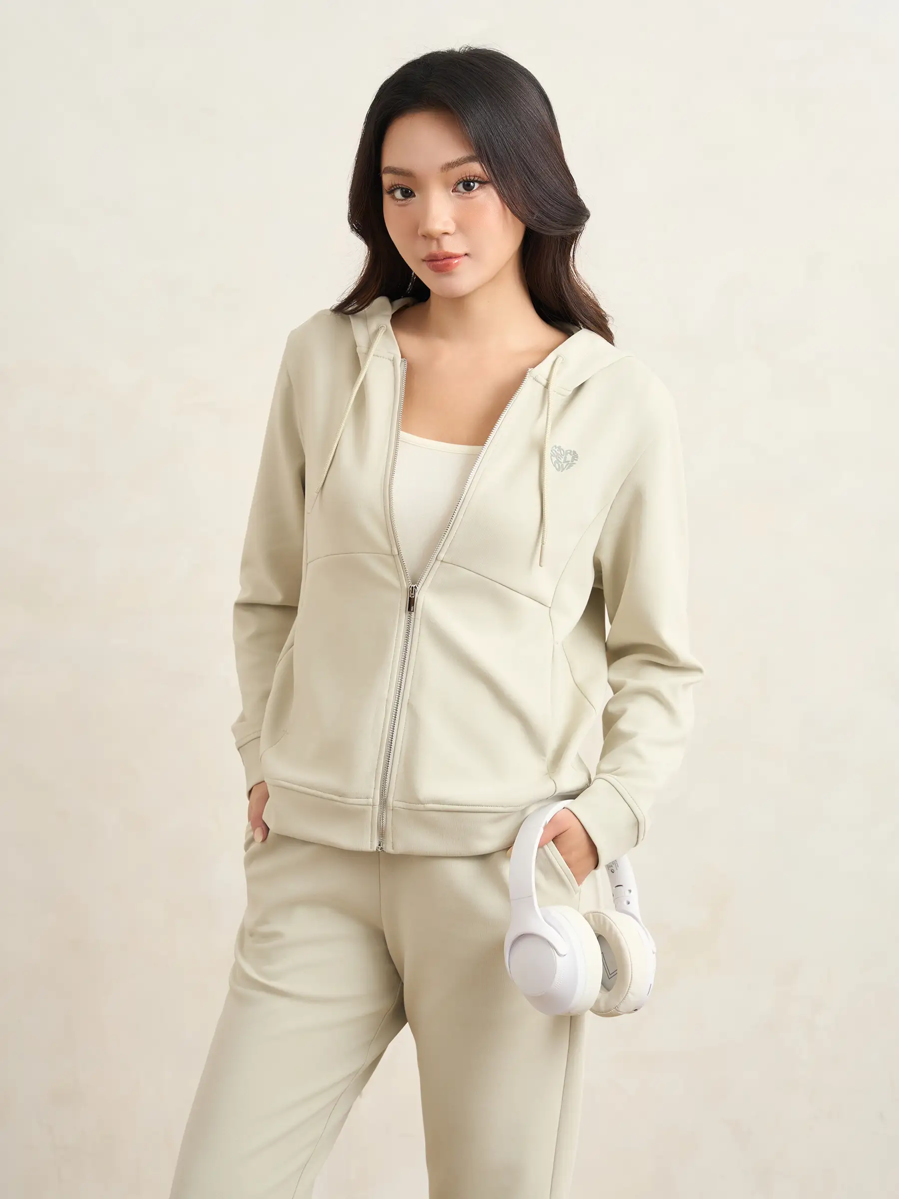 Bộ Nỉ Khóa Nữ 5S Fashion Có Mũ Phom Regular WBNK25013